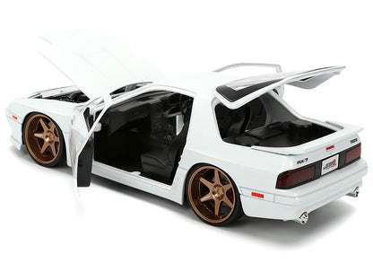 1985 Mazda RX-7 White "JDM Tuners" Series 1/24 Diecast Model Car by Jada-DiecastModeler.com