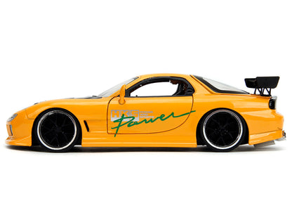 1993 Mazda RX-7 "HKS Power" Yellow with Carbon Hood "JDM Tuners" Series 1/24 Diecast Model Car by Jada-DiecastModeler.com