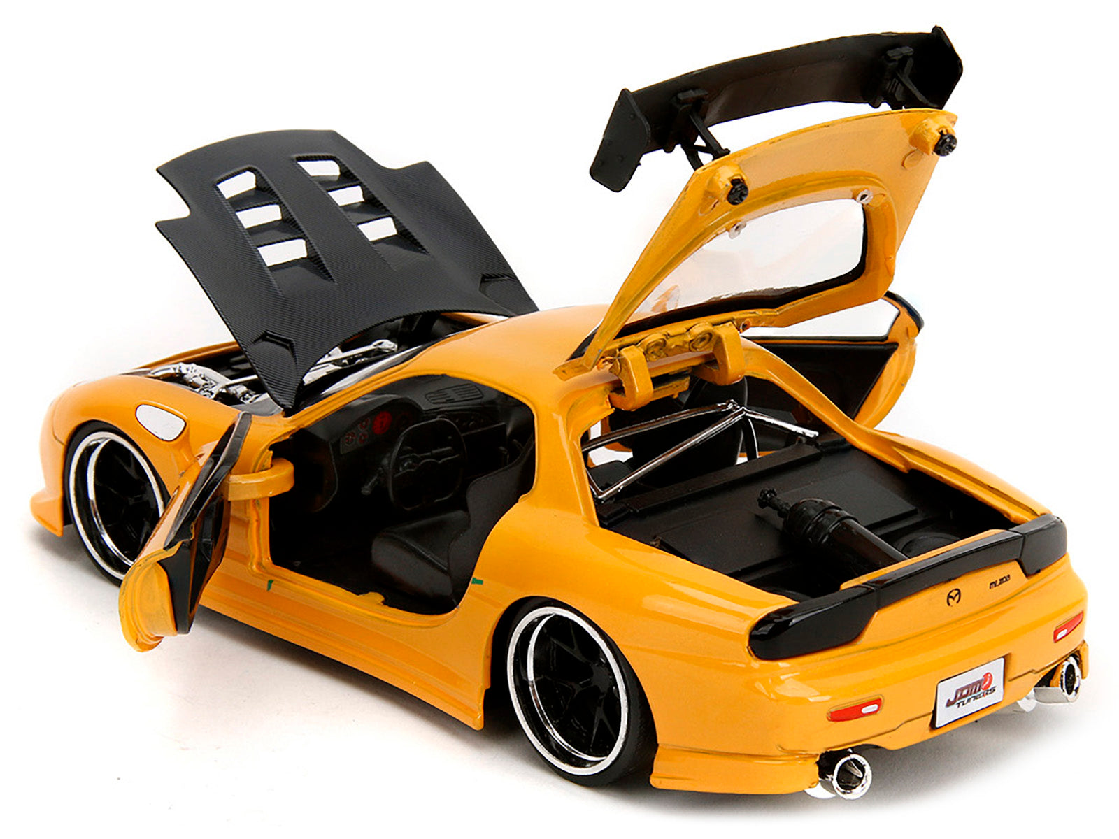 1993 Mazda RX-7 "HKS Power" Yellow with Carbon Hood "JDM Tuners" Series 1/24 Diecast Model Car by Jada-DiecastModeler.com