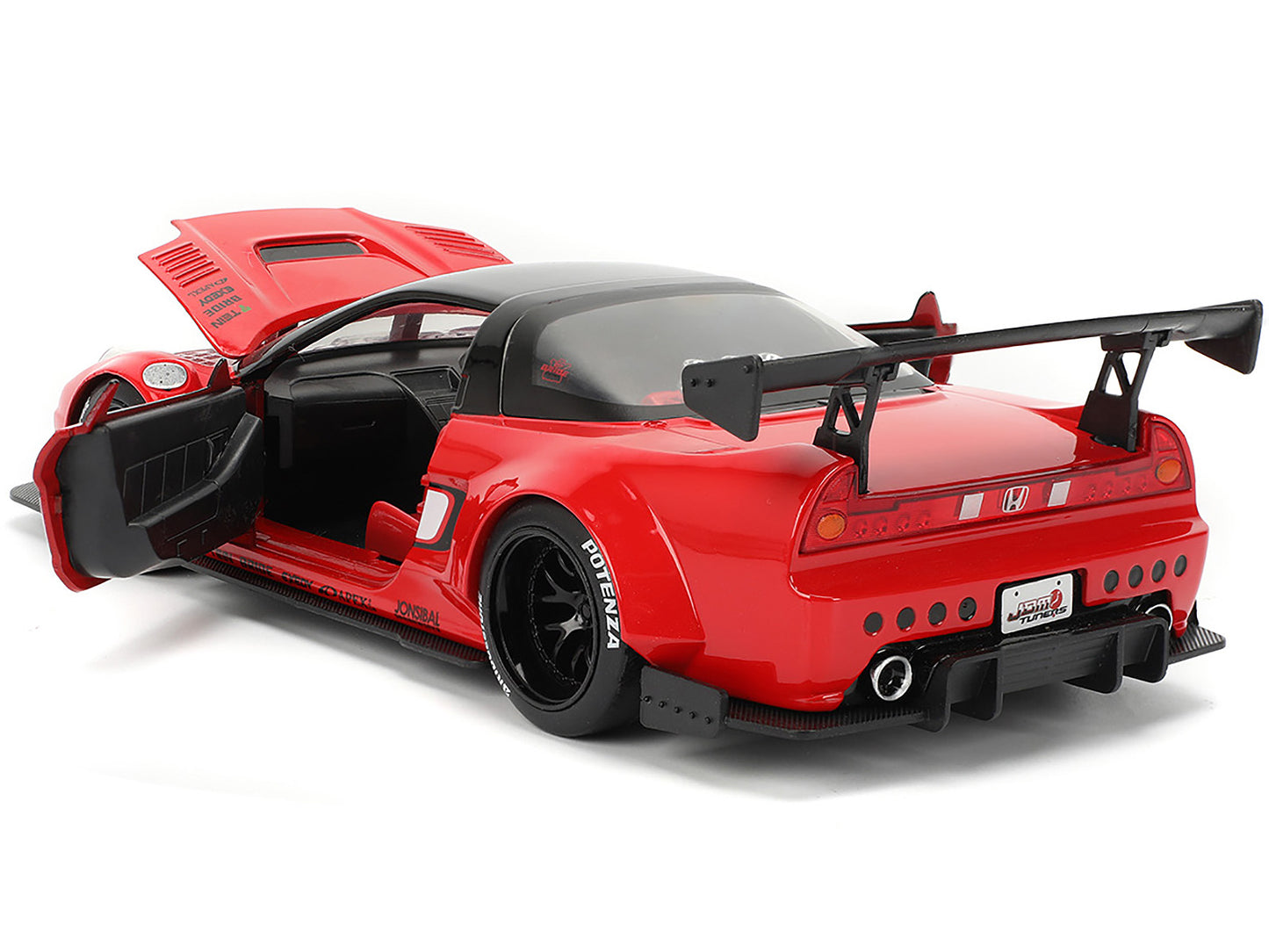 2002 Honda NSX-R RHD (Right Hand Drive) "Bridgestone" Red with Black Top and White Stripes "JDM Tuners" Series 1/24 Diecast Model Car by Jada-DiecastModeler.com