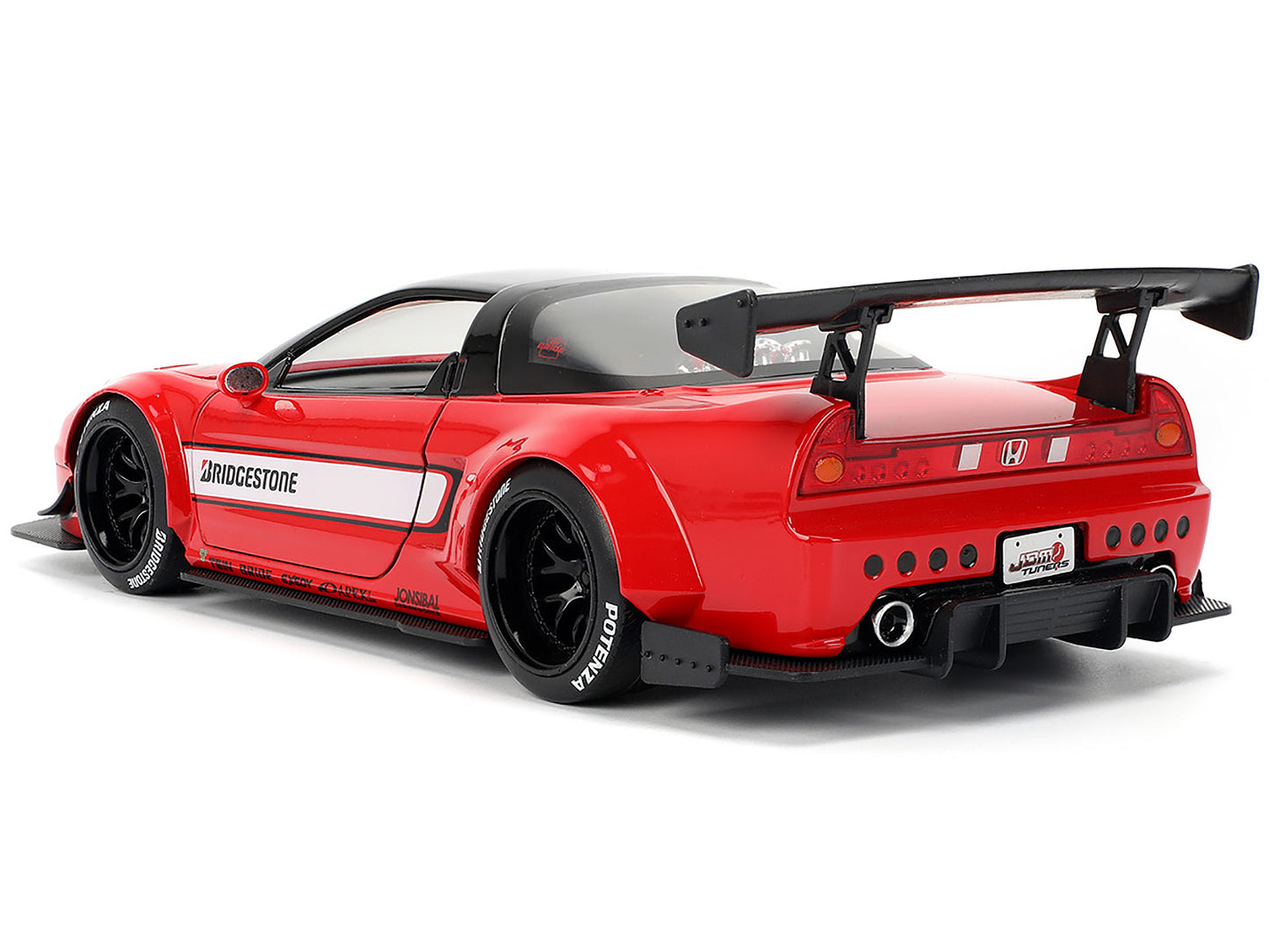 2002 Honda NSX-R RHD (Right Hand Drive) "Bridgestone" Red with Black Top and White Stripes "JDM Tuners" Series 1/24 Diecast Model Car by Jada-DiecastModeler.com