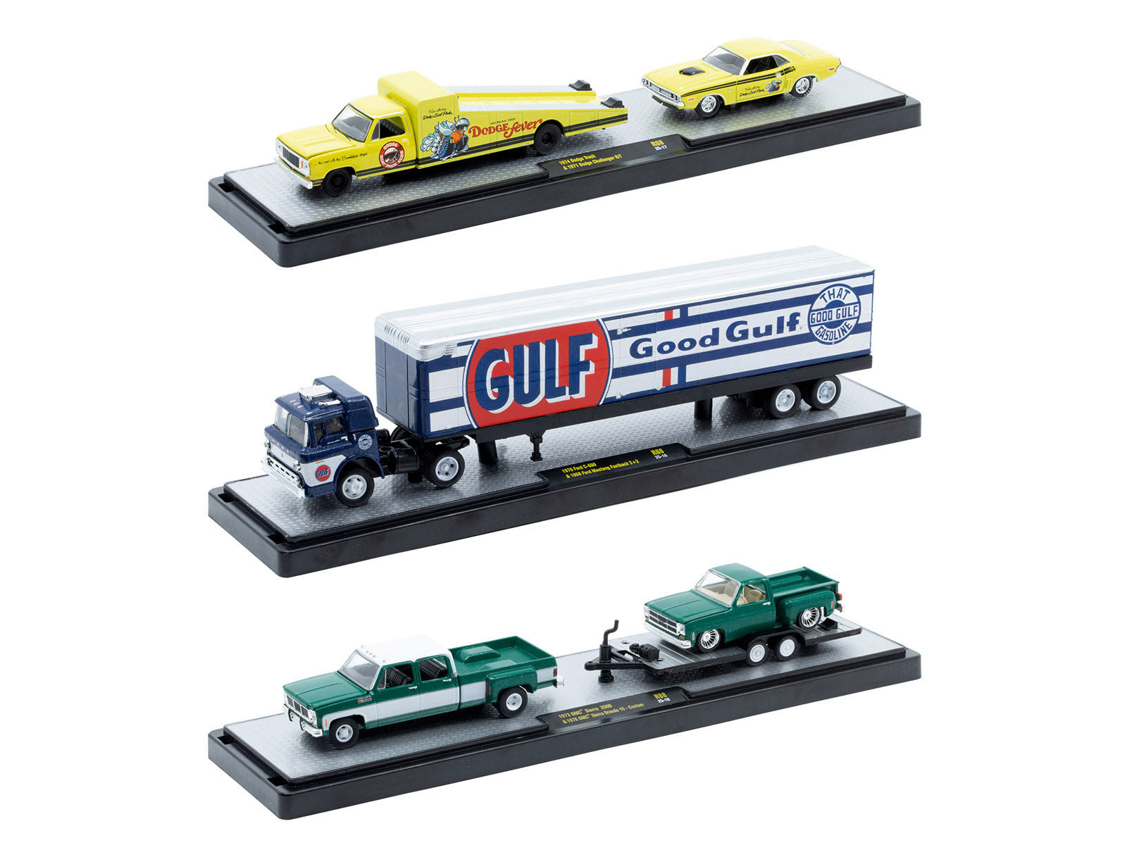 Auto Haulers Set of 3 Trucks Release 88 Limited Edition to 9600 pieces Worldwide 1/64 Diecast Models by M2 Machines-DiecastModeler.com