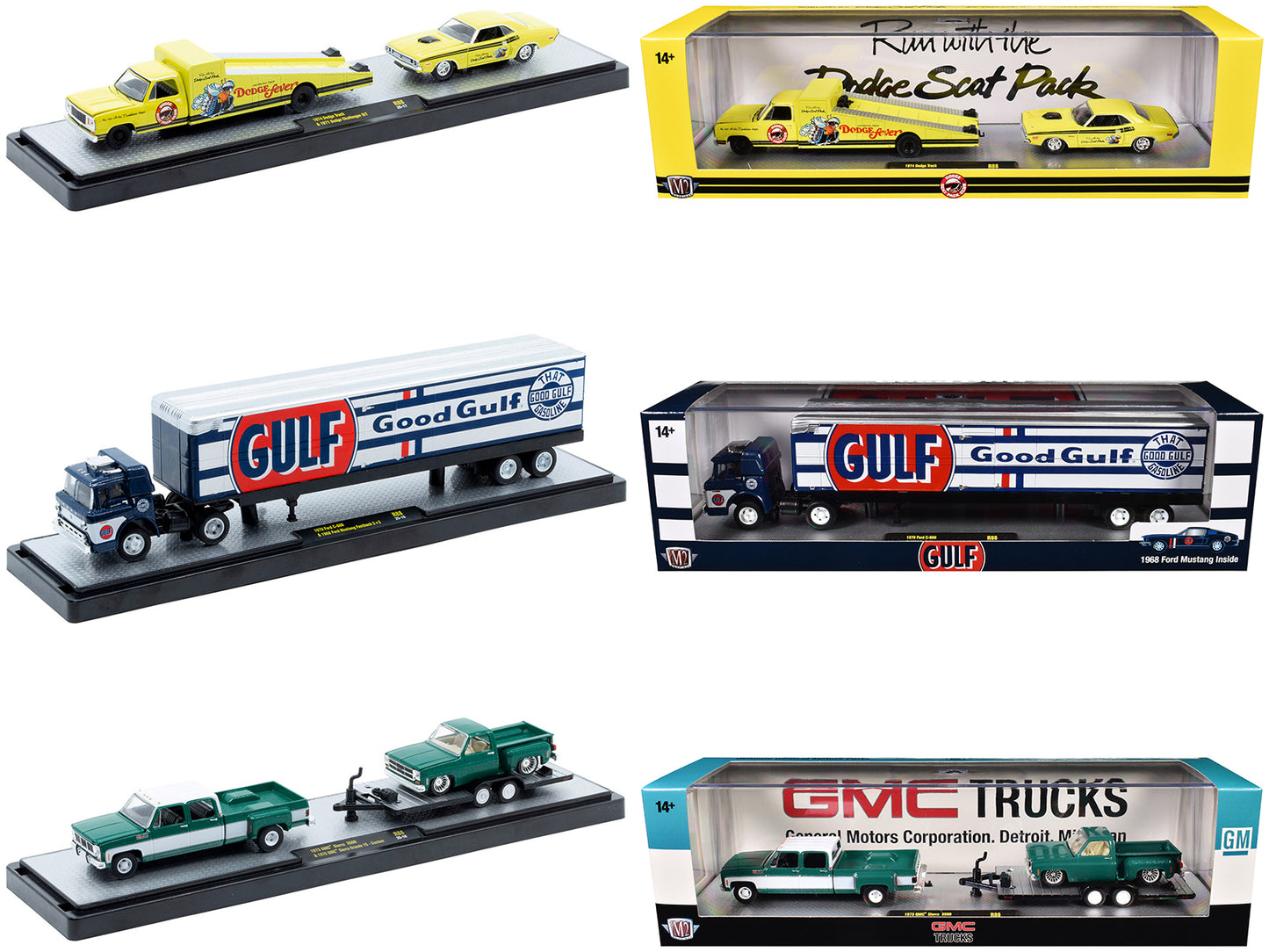 Auto Haulers Set of 3 Trucks Release 88 Limited Edition to 9600 pieces Worldwide 1/64 Diecast Models by M2 Machines-DiecastModeler.com