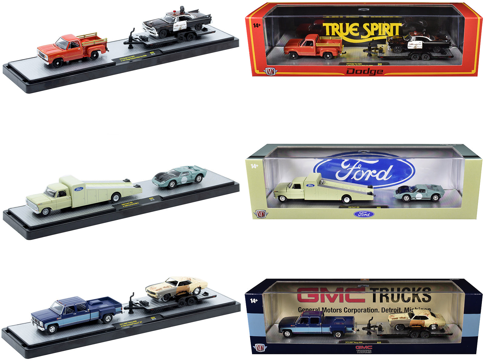 Auto Haulers Set of 3 Trucks Release 89 Limited Edition to 8000 pieces Worldwide 1/64 Diecast Models by M2 Machines-DiecastModeler.com