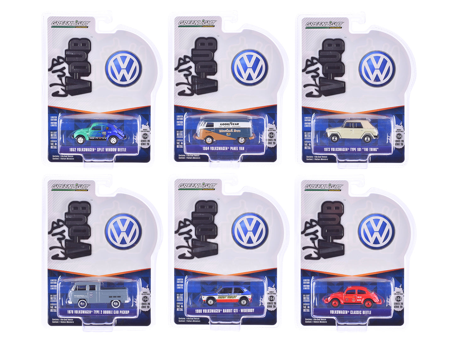 "Club Vee-Dub" Series 20 Set of 6 pieces 1/64 Diecast Model Cars by Greenlight-DiecastModeler.com