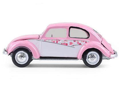 1950 Volkswagen Beetle "Botanical Beetle" Pink and White with Graphics "Club Vee-Dub" Series 21 1/64 Diecast Model Car by Greenlight