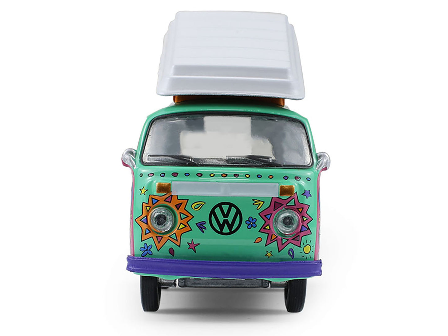 1973 Volkswagen Type 2 Westfalia Campmobile "Music Festival Van" Green with White Top and Graphics "Club Vee-Dub" Series 21 1/64 Diecast Model Car by Greenlight