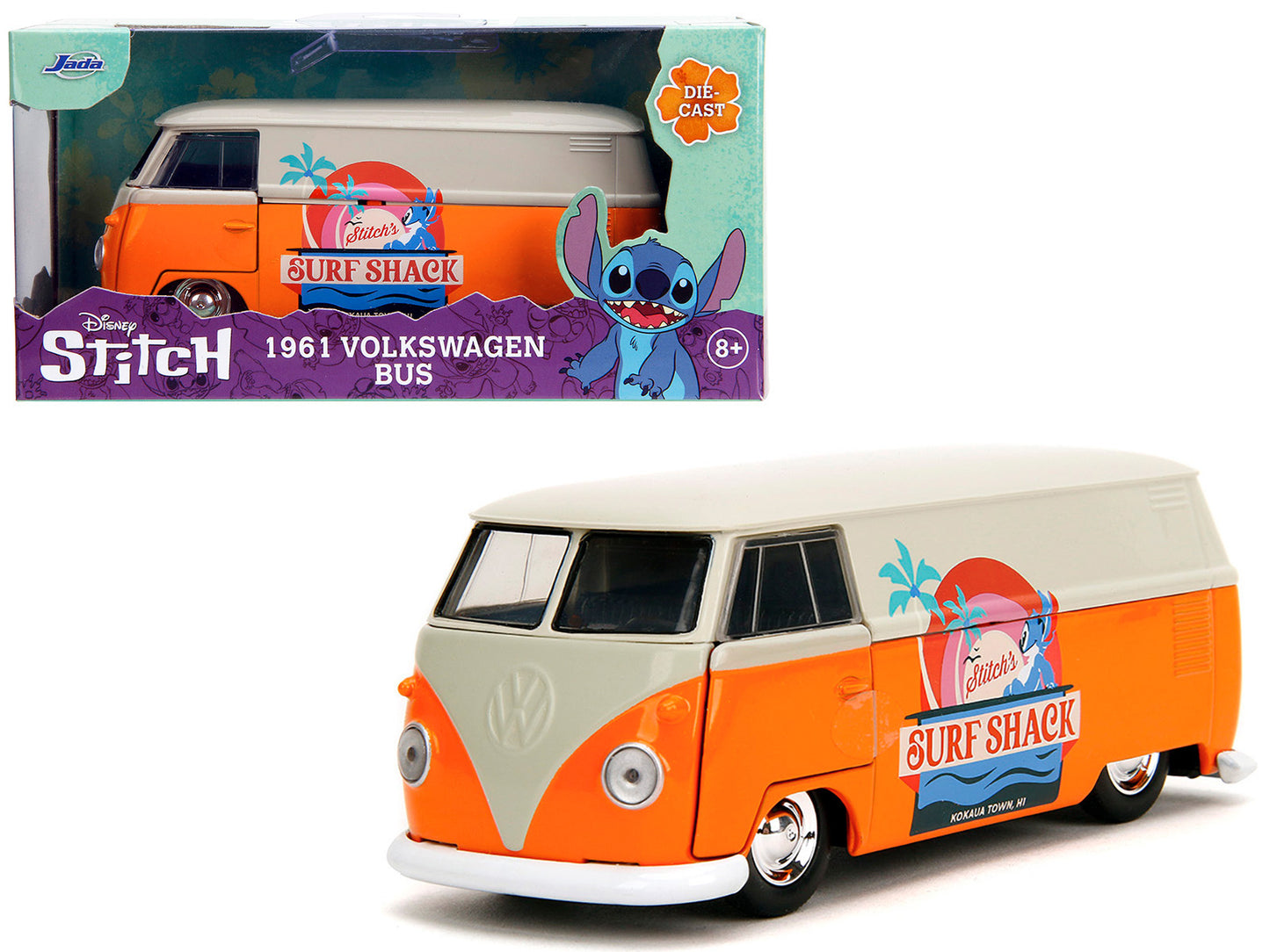 1961 Volkswagen Bus "Stitch's Surf Shack" Orange and Gray "Disney's Stitch" "Hollywood Rides" Series 1/32 Diecast Model Car by Jada-DiecastModeler.com