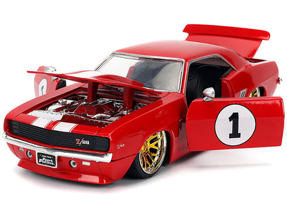 1969 Chevrolet Camaro #1 Red with White Stripes "Fast & Furious" Series 1/24 Diecast Model Car by Jada-DiecastModeler.com