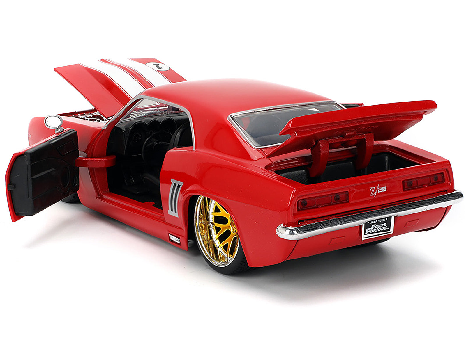 1969 Chevrolet Camaro #1 Red with White Stripes "Fast & Furious" Series 1/24 Diecast Model Car by Jada-DiecastModeler.com