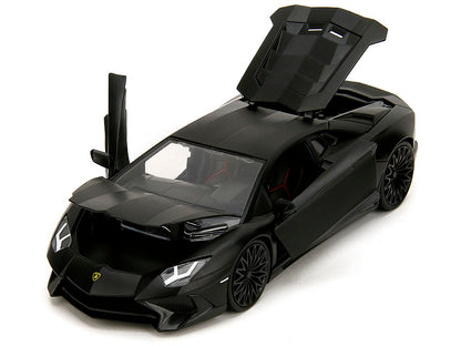 Shaw's Lamborghini Aventador Matt Black "Furious 7" (2015) Movie "Fast & Furious" Series 1/24 Diecast Model Car by Jada