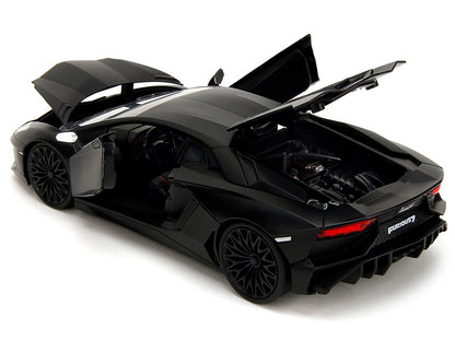 Shaw's Lamborghini Aventador Matt Black "Furious 7" (2015) Movie "Fast & Furious" Series 1/24 Diecast Model Car by Jada
