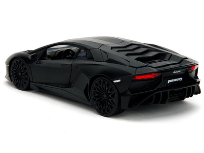 Shaw's Lamborghini Aventador Matt Black "Furious 7" (2015) Movie "Fast & Furious" Series 1/24 Diecast Model Car by Jada