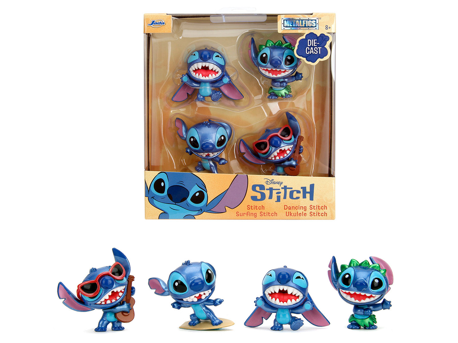 Set of 4 Diecast Figures "Disney's Stitch" "Metalfigs" Series Diecast Models by Jada-DiecastModeler.com