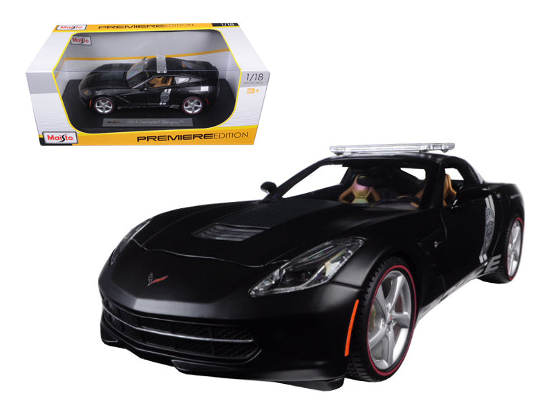 2014 Chevrolet Corvette C7 Stingray Police Matt Black 1/18 Diecast Model Car by Maisto-DiecastModeler.com