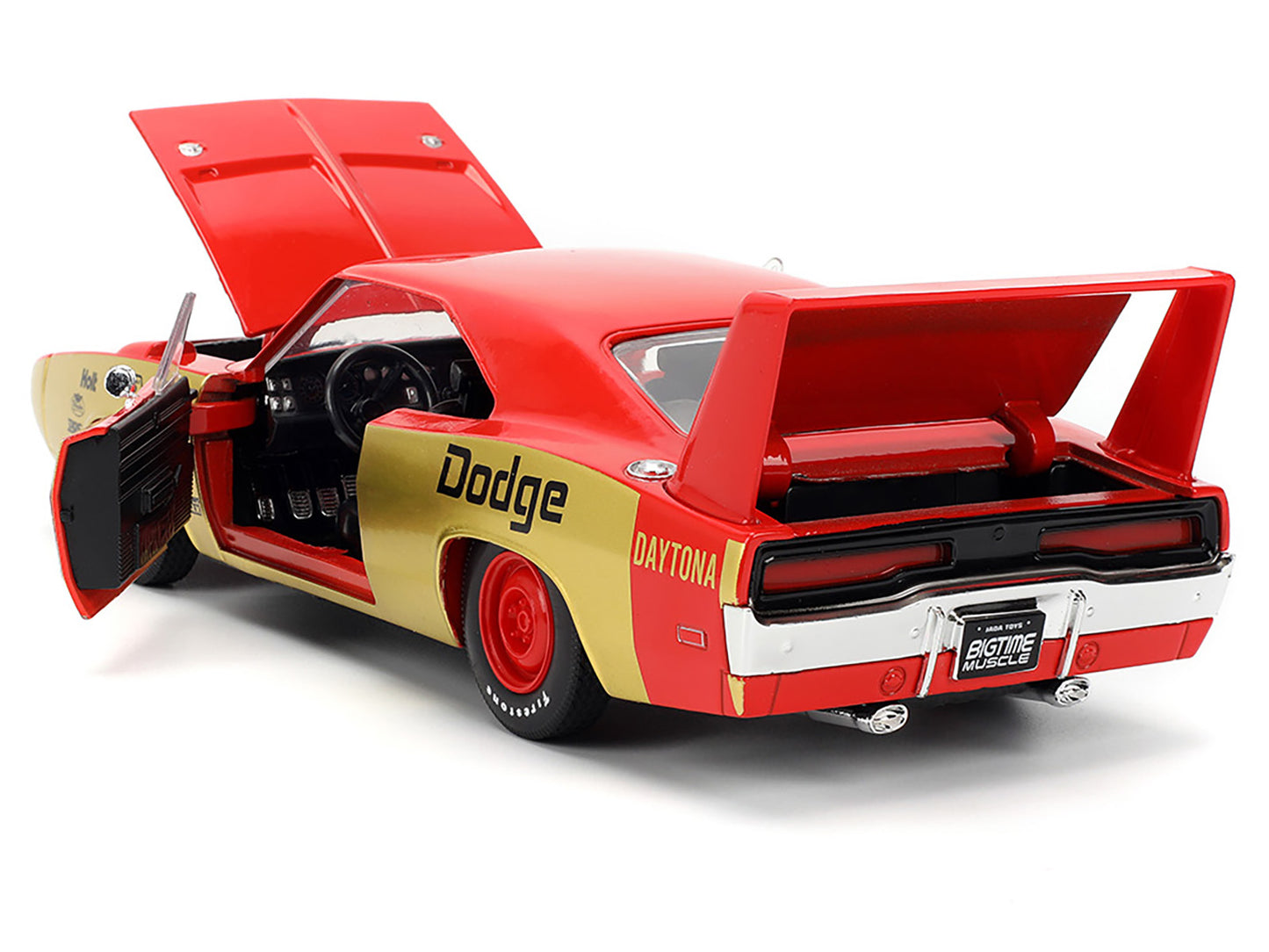 1969 Dodge Charger Daytona #33 Red and Gold Metallic with Graphics "Bigtime Muscle" Series 1/24 Diecast Model Car by Jada-DiecastModeler.com