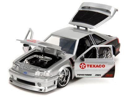 1989 Ford Mustang GT "Texaco" Silver Metallic and Matt Black "Bigtime Muscle" Series 1/24 Diecast Model Car by Jada