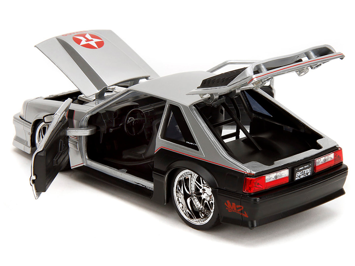 1989 Ford Mustang GT "Texaco" Silver Metallic and Matt Black "Bigtime Muscle" Series 1/24 Diecast Model Car by Jada
