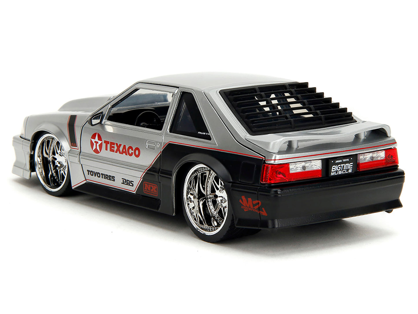 1989 Ford Mustang GT "Texaco" Silver Metallic and Matt Black "Bigtime Muscle" Series 1/24 Diecast Model Car by Jada