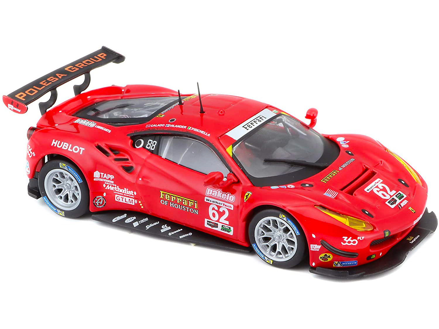 Ferrari 488 GTE #62 G. Fisichella - T. Vilander - J. Calado 24 Hours of Daytona (2017) 1/43 Diecast Model Car by Bburago-DiecastModeler.com