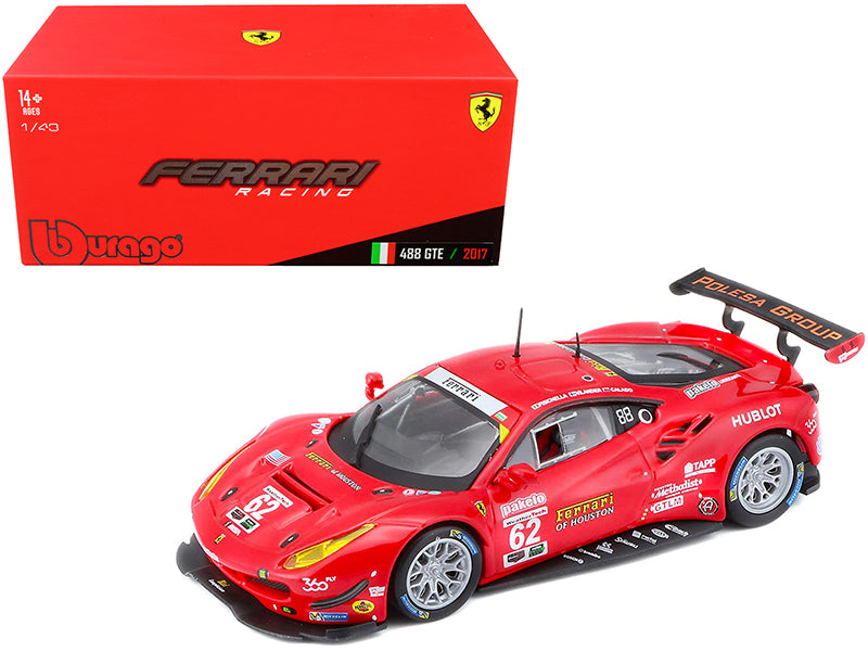 Ferrari 488 GTE #62 G. Fisichella - T. Vilander - J. Calado 24 Hours of Daytona (2017) 1/43 Diecast Model Car by Bburago-DiecastModeler.com