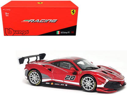 2020 Ferrari 488 Challenge EVO #28 Red with Graphics "Racing" Series 1/43 Diecast Model Car by Bburago-DiecastModeler.com