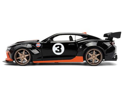 2016 Chevrolet Camaro #3 "Gulf Oil" Black with Orange Stripe "Wide Body" Series 1/24 Diecast Model Car by Jada