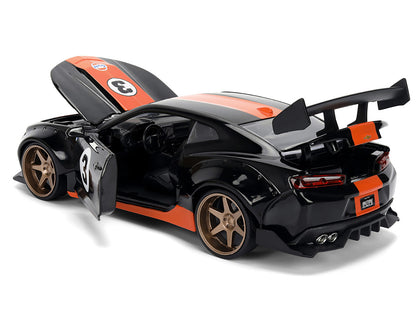 2016 Chevrolet Camaro #3 "Gulf Oil" Black with Orange Stripe "Wide Body" Series 1/24 Diecast Model Car by Jada