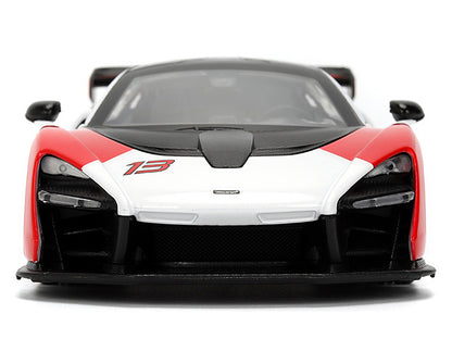 McLaren Senna Red and White with Carbon Hood and Top "HyperSpec" Series 1/24 Diecast Model Car by Jada