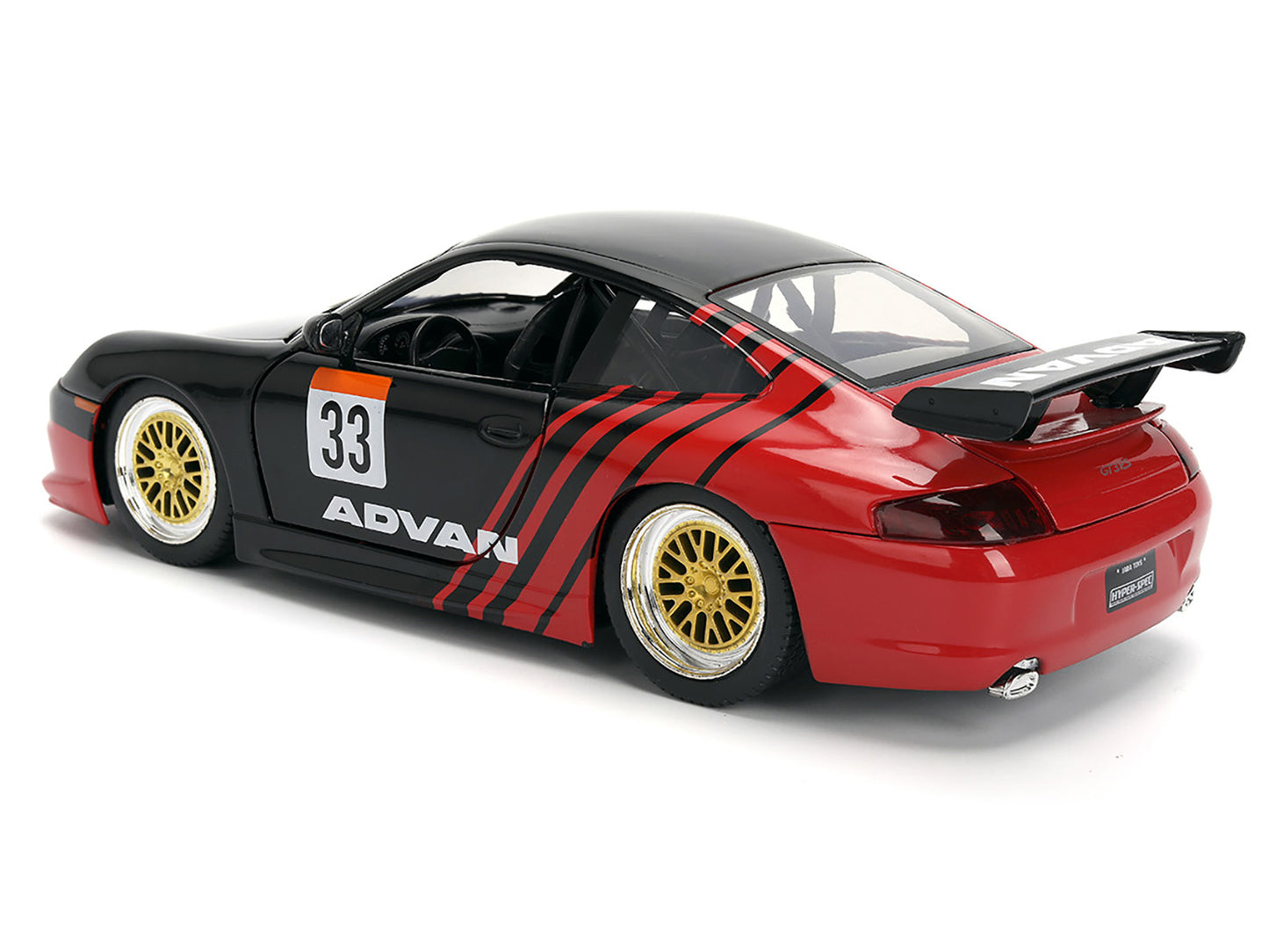 Porsche 911 GT3 RS (996) #33 "ADVAN" Black and Red "Hyper-Spec" Series 1/24 Diecast Model Car by Jada-DiecastModeler.com