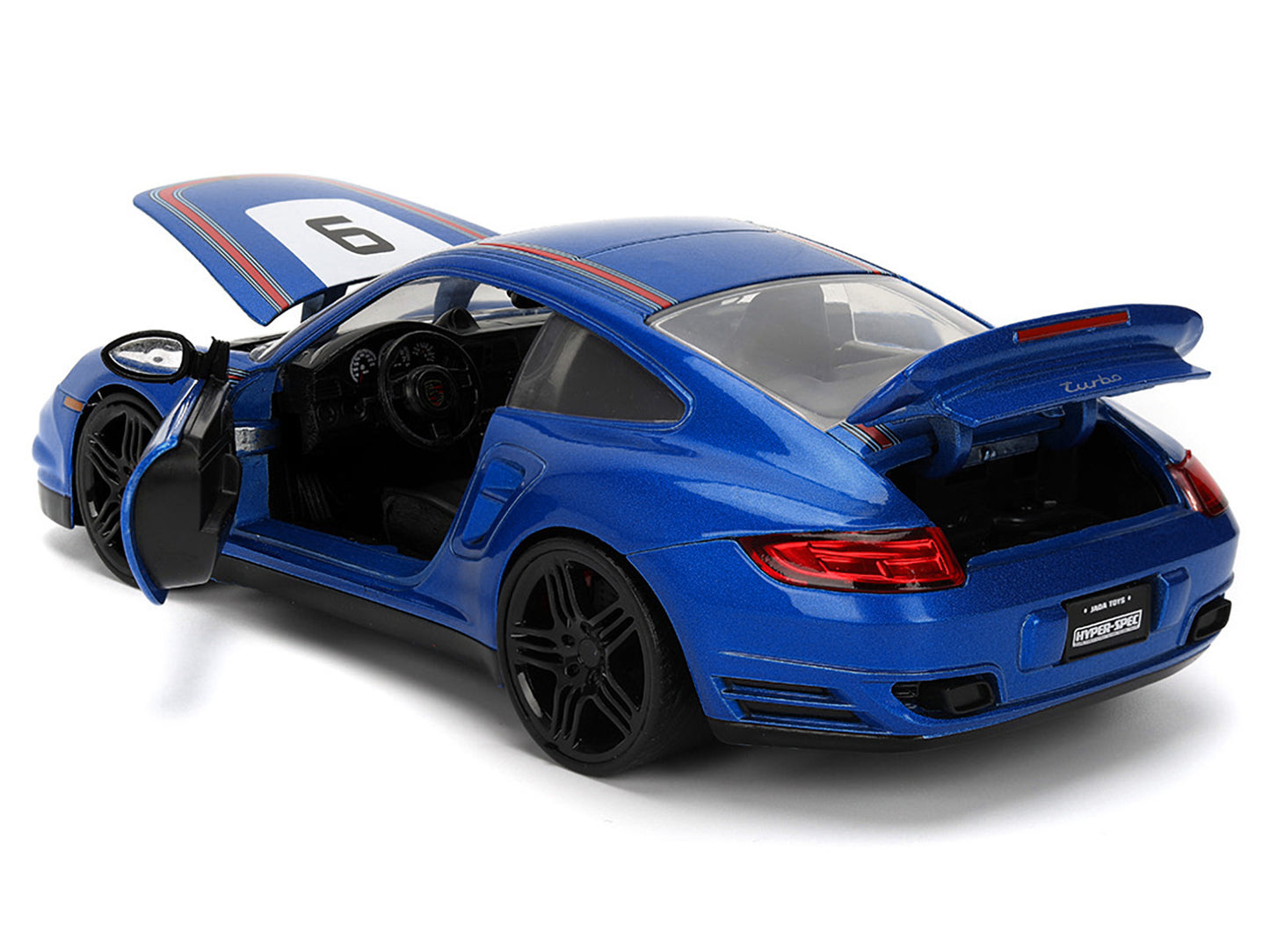 Porsche 911 Turbo (997) #9 Blue Metallic with Stripes "Hyper-Spec" Series 1/24 Diecast Model Car by Jada-DiecastModeler.com