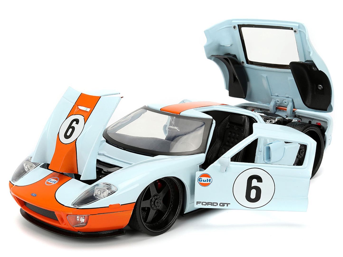 2005 Ford GT #6 "Gulf Oil" Light Blue with Orange Stripes "Hyper-Spec" Series 1/24 Diecast Model Car by Jada
