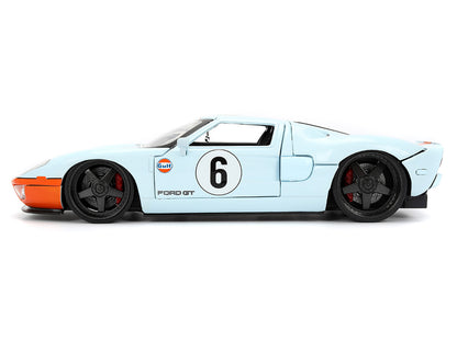 2005 Ford GT #6 "Gulf Oil" Light Blue with Orange Stripes "Hyper-Spec" Series 1/24 Diecast Model Car by Jada