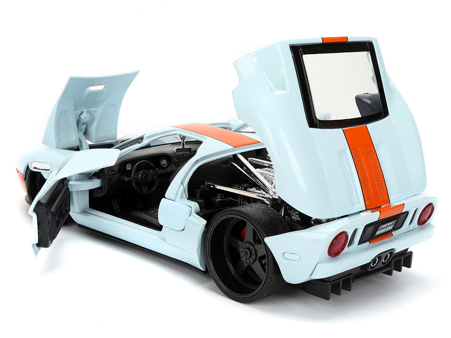2005 Ford GT #6 "Gulf Oil" Light Blue with Orange Stripes "Hyper-Spec" Series 1/24 Diecast Model Car by Jada