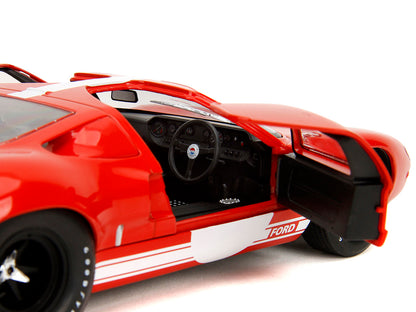 Ford GT40 MK1 Red with White Stripes and Graphics "Pink Slips" Series 1/18 Diecast Model Car by Jada-DiecastModeler.com