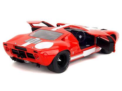 Ford GT40 MK1 Red with White Stripes and Graphics "Pink Slips" Series 1/18 Diecast Model Car by Jada-DiecastModeler.com
