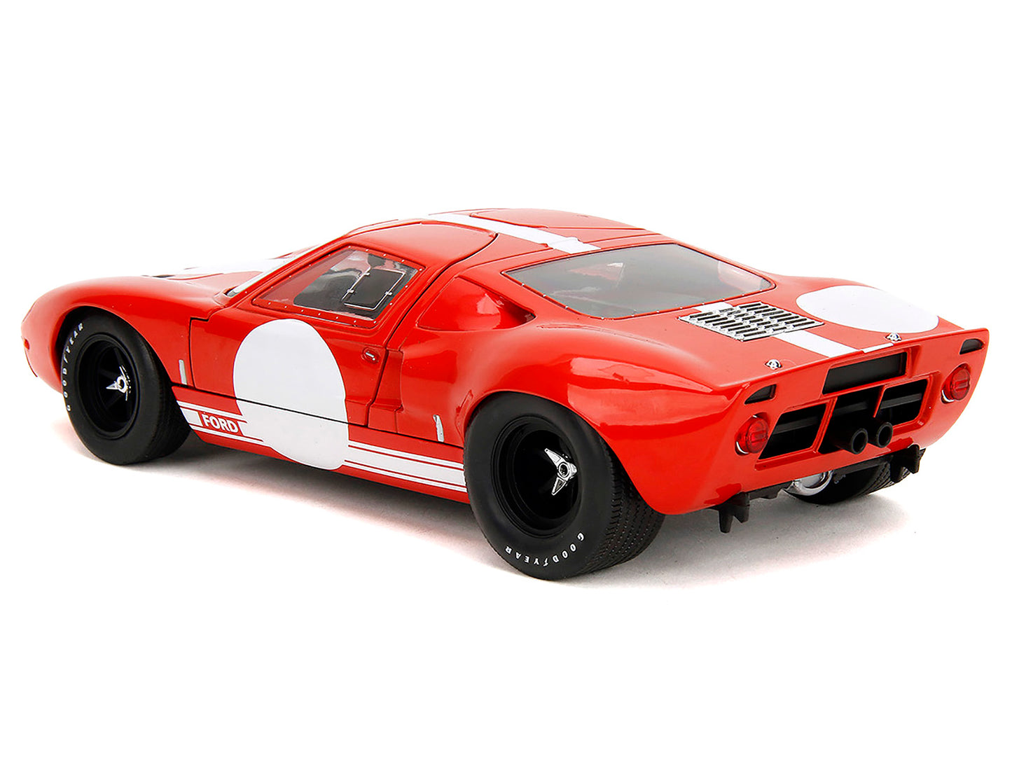 Ford GT40 MK1 Red with White Stripes and Graphics "Pink Slips" Series 1/18 Diecast Model Car by Jada-DiecastModeler.com