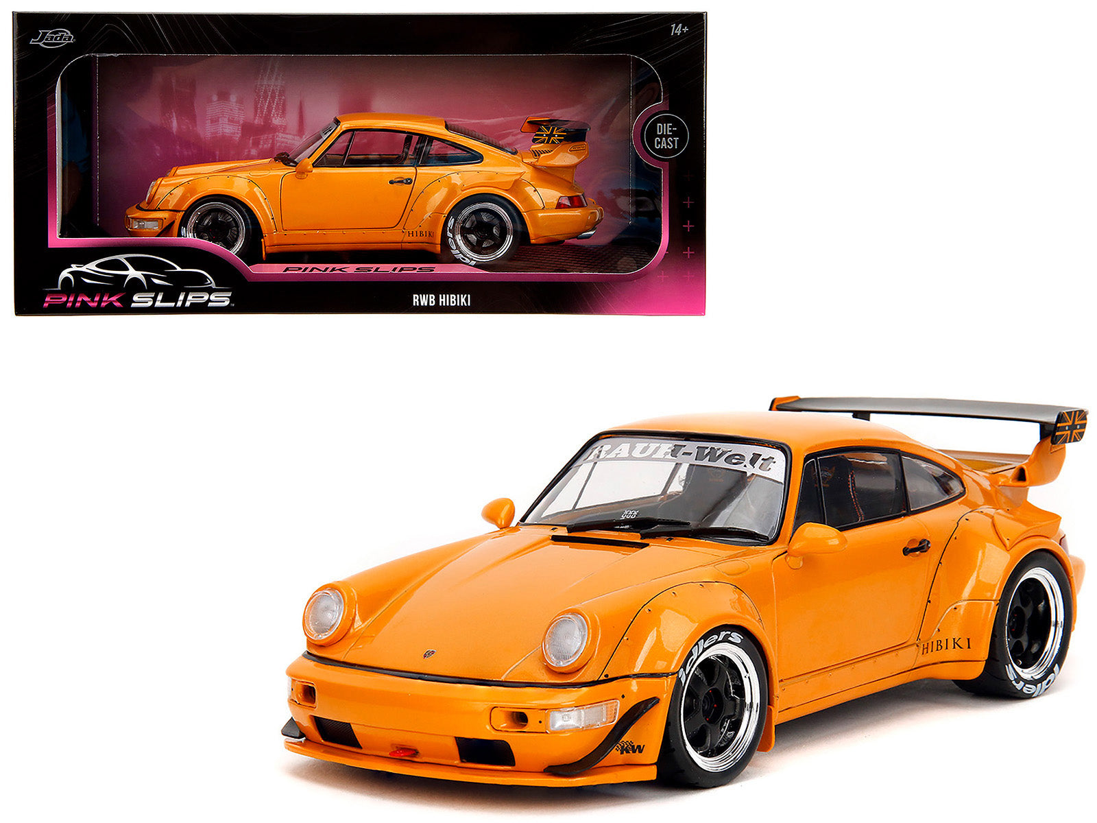 RWB Bodykit "Hibiki" Orange Metallic "Pink Slips" Series 1/18 Diecast Model Car by Jada-DiecastModeler.com