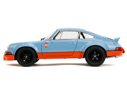 Porsche 911 RSR "Gulf Oil" Light Blue with Orange Stripes "Pink Slips" Series 1/18 Diecast Model Car by Jada