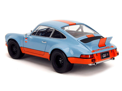 Porsche 911 RSR "Gulf Oil" Light Blue with Orange Stripes "Pink Slips" Series 1/18 Diecast Model Car by Jada