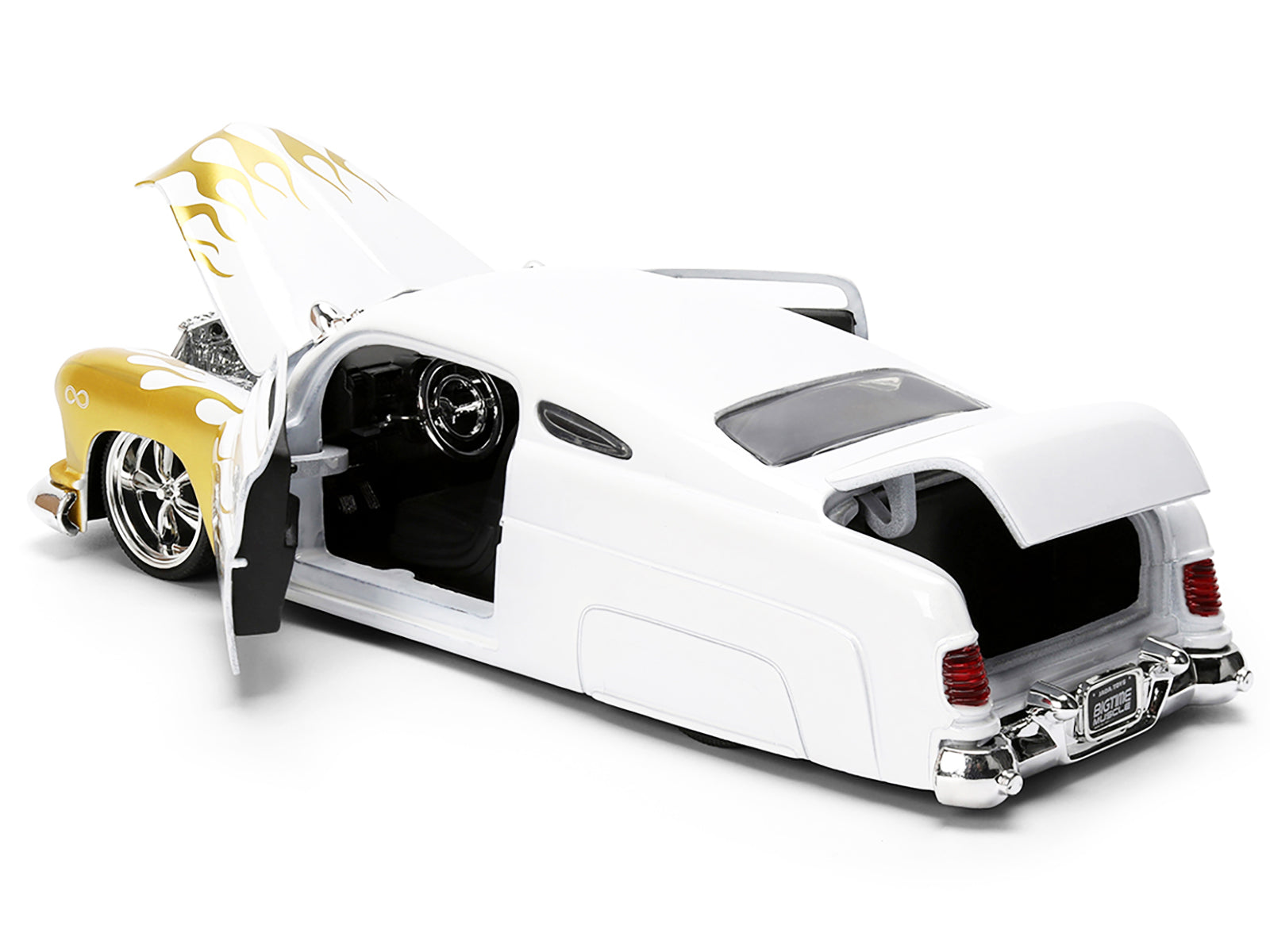 1951 Mercury Coupe White with Gold Flames "Bigtime Muscle" Series 1/24 Diecast Model Car by Jada-DiecastModeler.com