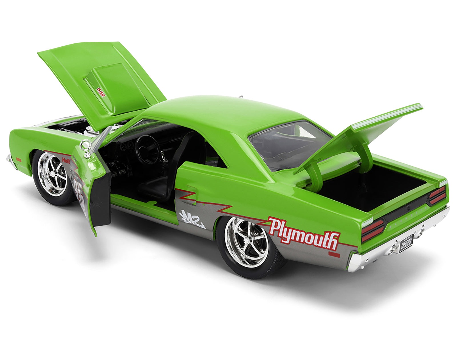 1970 Plymouth Road Runner #938 Green and Gray Metallic "Bigtime Muscle" Series 1/24 Diecast Model Car by Jada-DiecastModeler.com