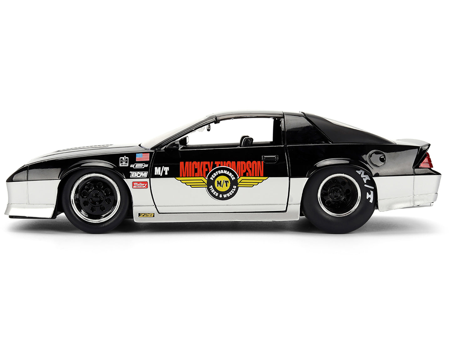 1985 Chevrolet Camaro Z28 "Mickey Thompson" Black and Silver Metallic "Bigtime Muscle" Series 1/24 Diecast Model Car by Jada-DiecastModeler.com