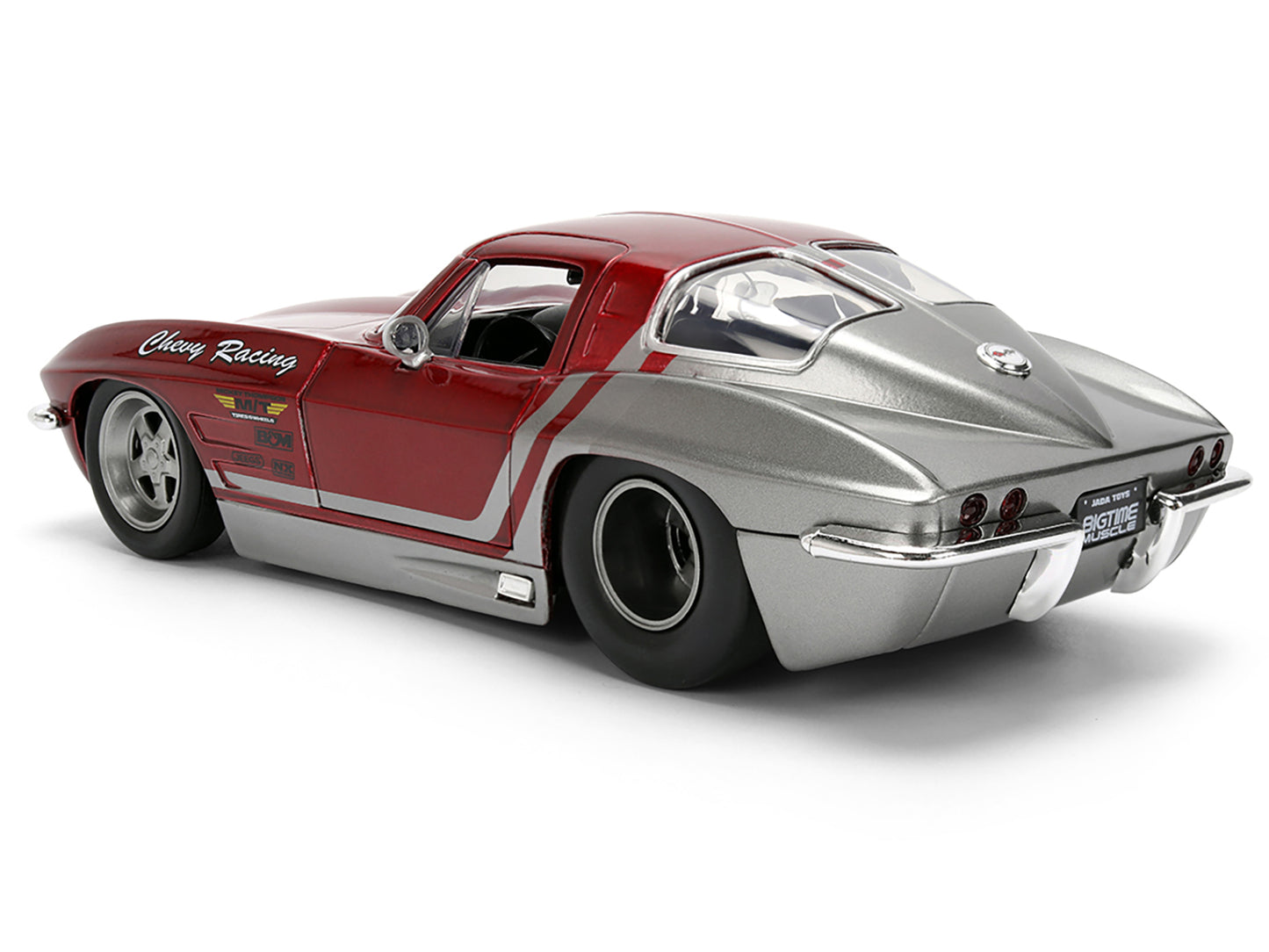 1963 Chevrolet Corvette Stingray "Chevy Racing" Red Metallic and Gray "Bigtime Muscle" Series 1/24 Diecast Model Car by Jada-DiecastModeler.com