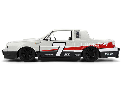 1987 Buick Grand National #7 "Buick Racing" Matt Silver Metallic with Red and Black Stripes "Bigtime Muscle" Series 1/24 Diecast Model by Jada-DiecastModeler.com
