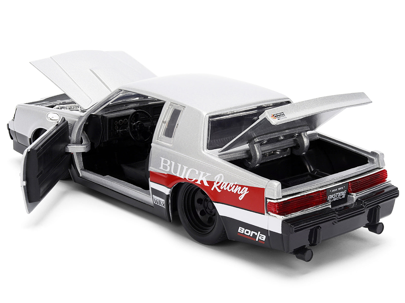 1987 Buick Grand National #7 "Buick Racing" Matt Silver Metallic with Red and Black Stripes "Bigtime Muscle" Series 1/24 Diecast Model by Jada-DiecastModeler.com