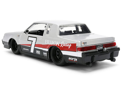 1987 Buick Grand National #7 "Buick Racing" Matt Silver Metallic with Red and Black Stripes "Bigtime Muscle" Series 1/24 Diecast Model by Jada-DiecastModeler.com