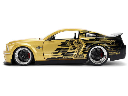2008 Ford Shelby Mustang GT-500KR Gold Metallic and Black with Graphics "Bigtime Muscle" Series 1/24 Diecast Model Car by Jada