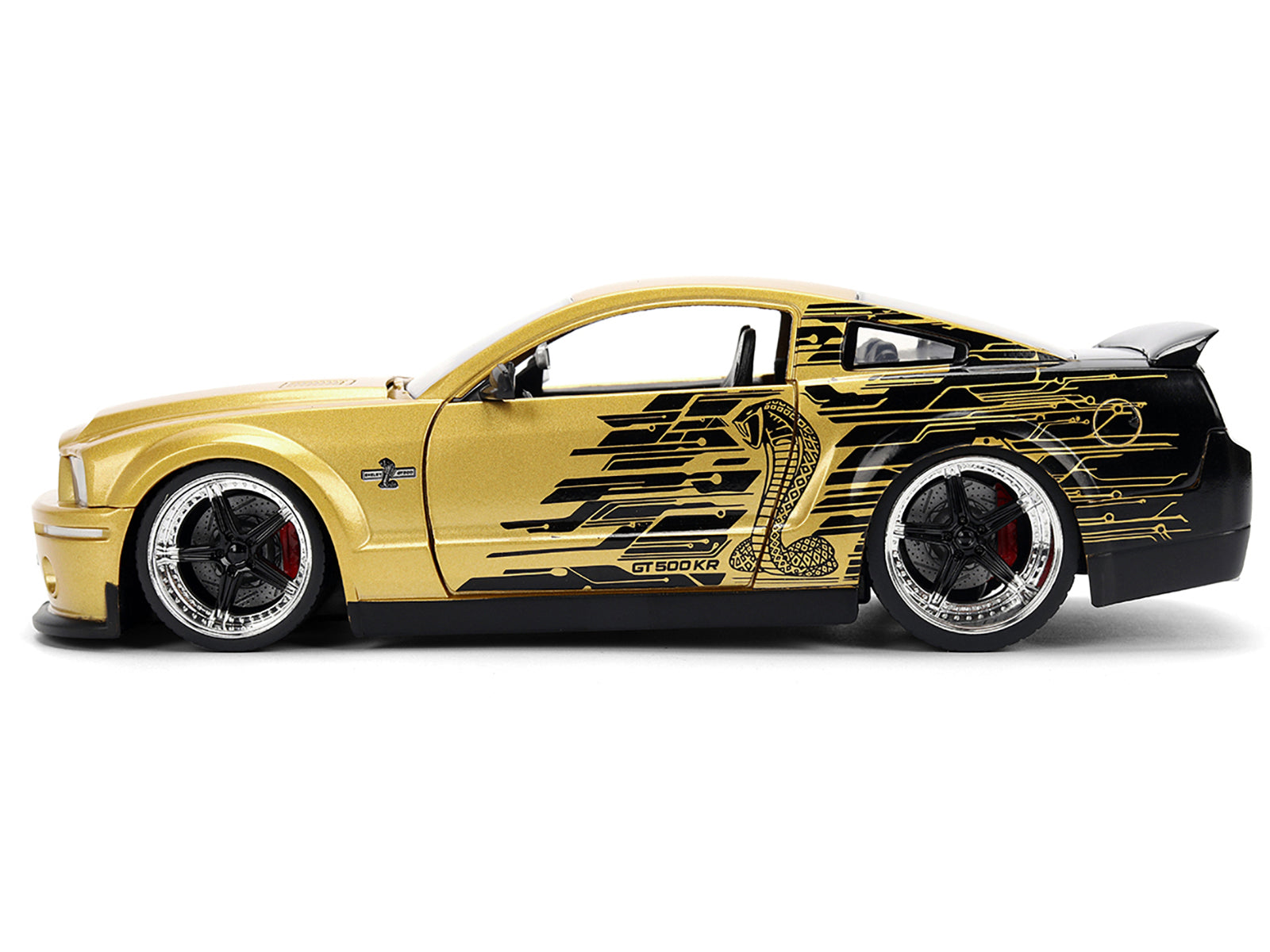 2008 Ford Shelby Mustang GT-500KR Gold Metallic and Black with Graphics "Bigtime Muscle" Series 1/24 Diecast Model Car by Jada-DiecastModeler.com