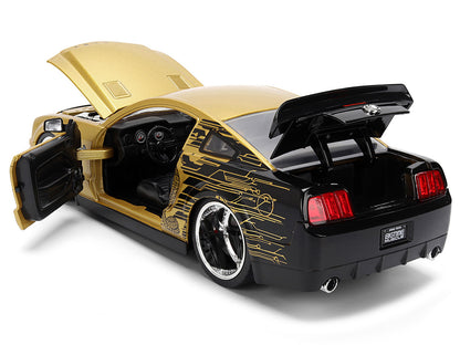 2008 Ford Shelby Mustang GT-500KR Gold Metallic and Black with Graphics "Bigtime Muscle" Series 1/24 Diecast Model Car by Jada